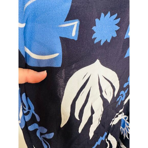 FIFTEEN TWENTY Blue Black Abstract Floral Print Side Slit Lexi Skirt Size XL - Picture 8 of 13